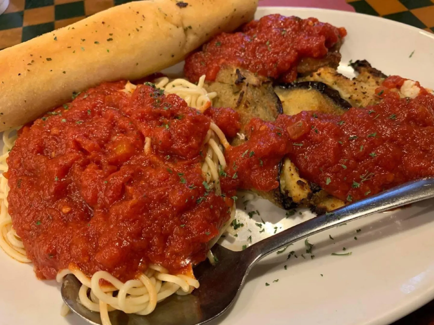Spaghetti and eggplant parm